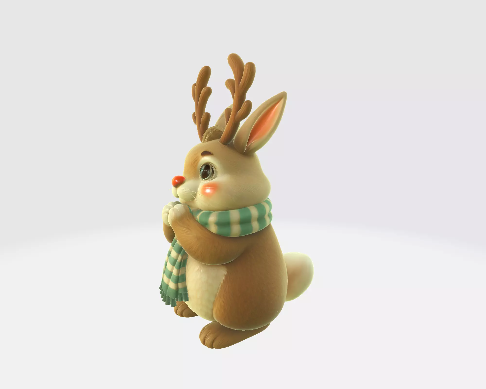 Reindeer Bunny Figurine Cute Christmas Animal with Antlers 3D print model_6
