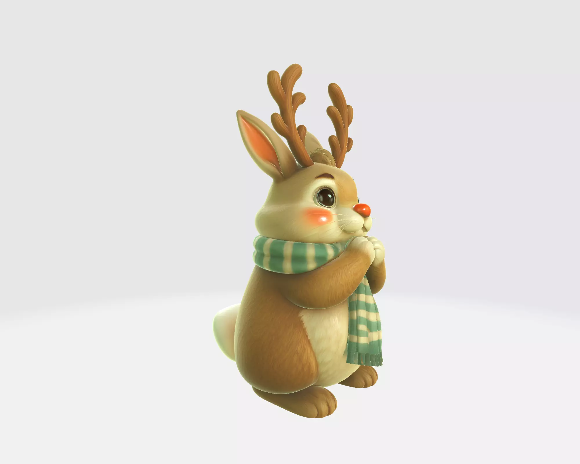 Reindeer Bunny Figurine Cute Christmas Animal with Antlers 3D print model_8