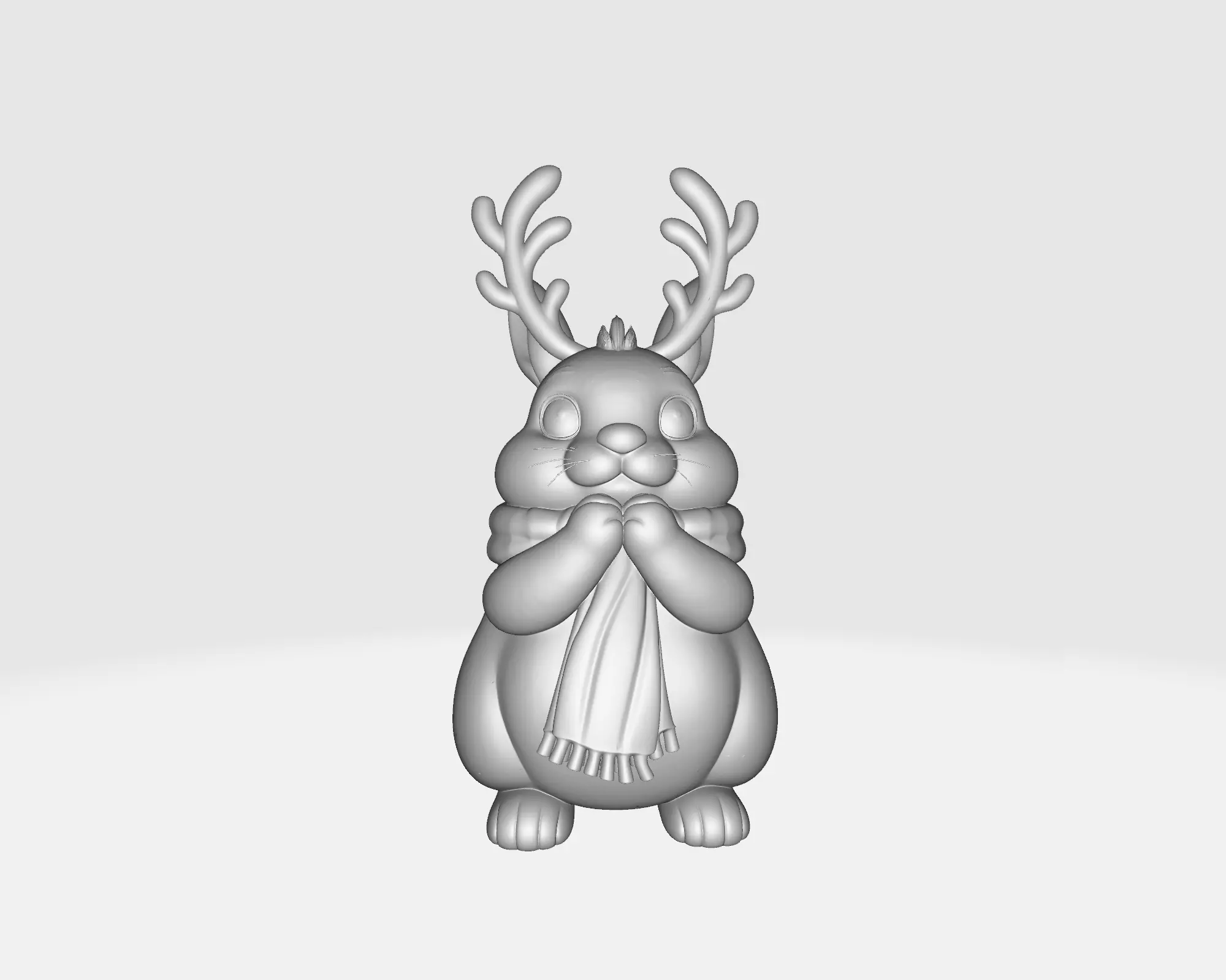 Reindeer Bunny Figurine Cute Christmas Animal with Antlers 3D print model_1