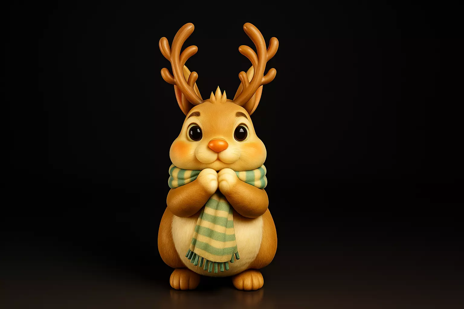 Reindeer Bunny Figurine Cute Christmas Animal with Antlers 3D print model_0