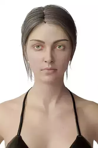 Realistic Female Character in Black Bikini
