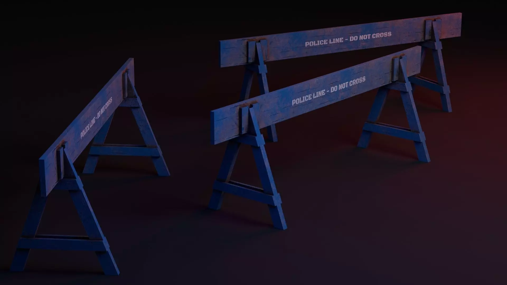 Low Poly Police Barricade Low-poly 3D model_2