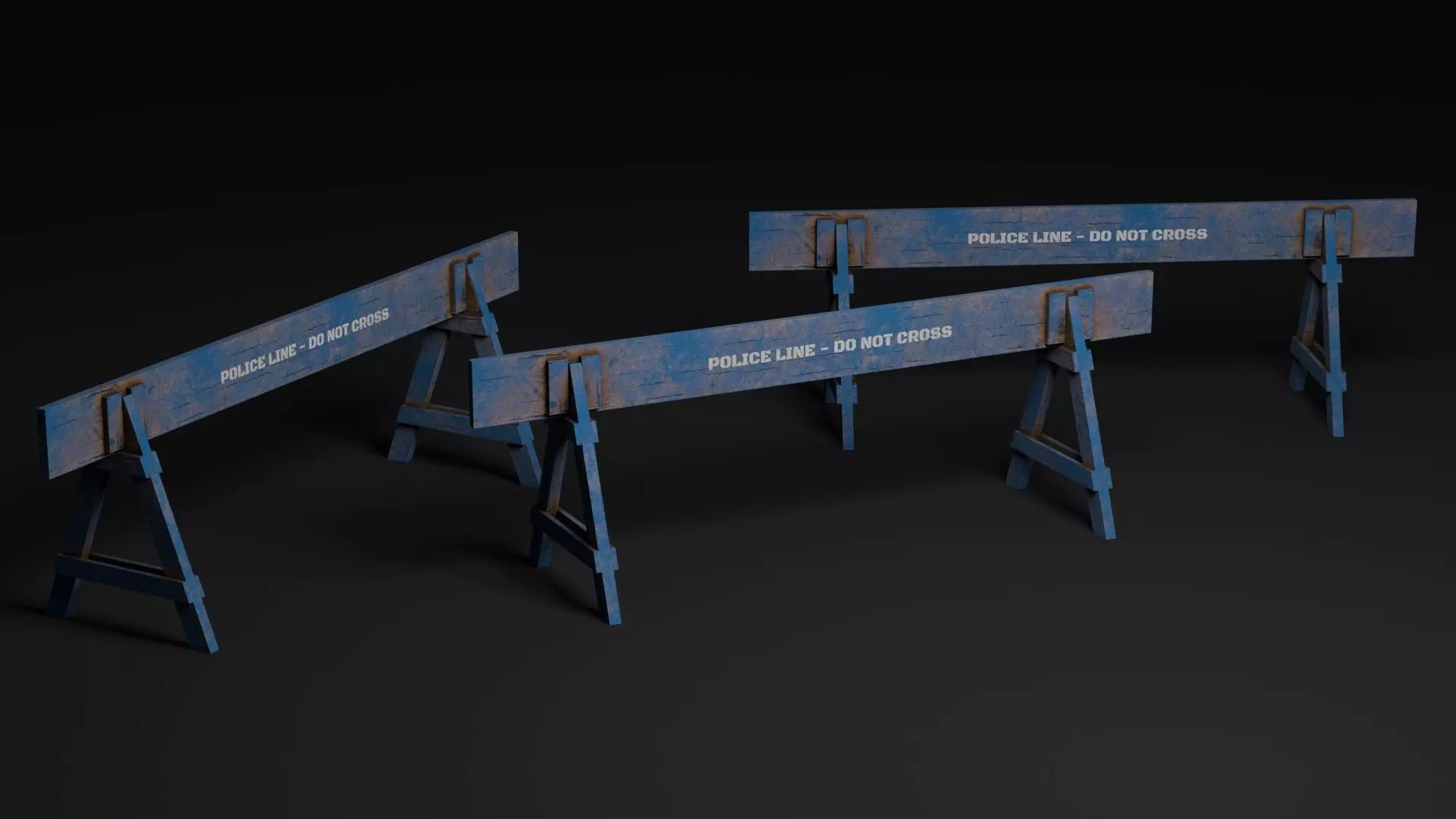 Low Poly Police Barricade Low-poly 3D model_3