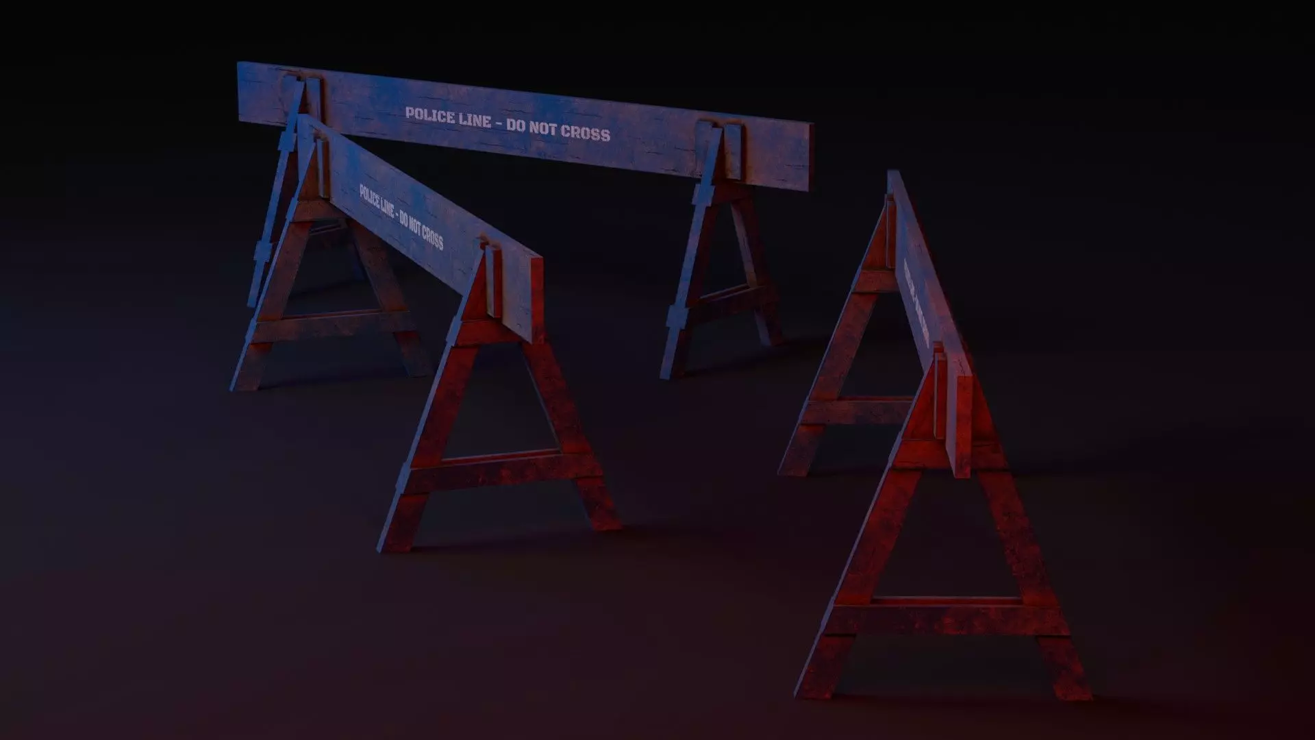Low Poly Police Barricade Low-poly 3D model_1