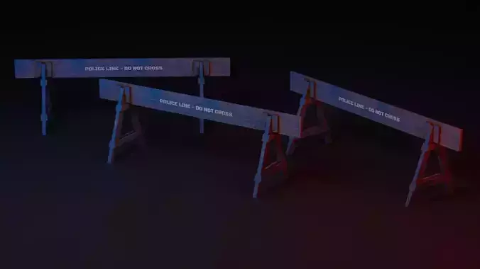 Low Poly Police Barricade Low-poly 3D model