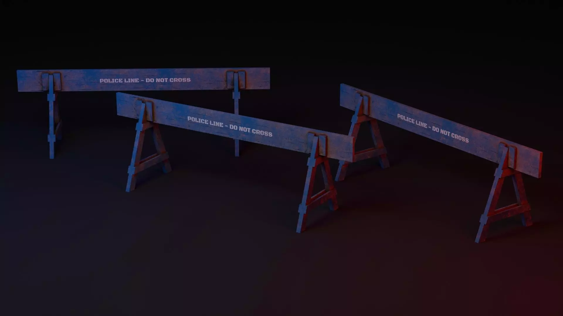 Low Poly Police Barricade Low-poly 3D model_0