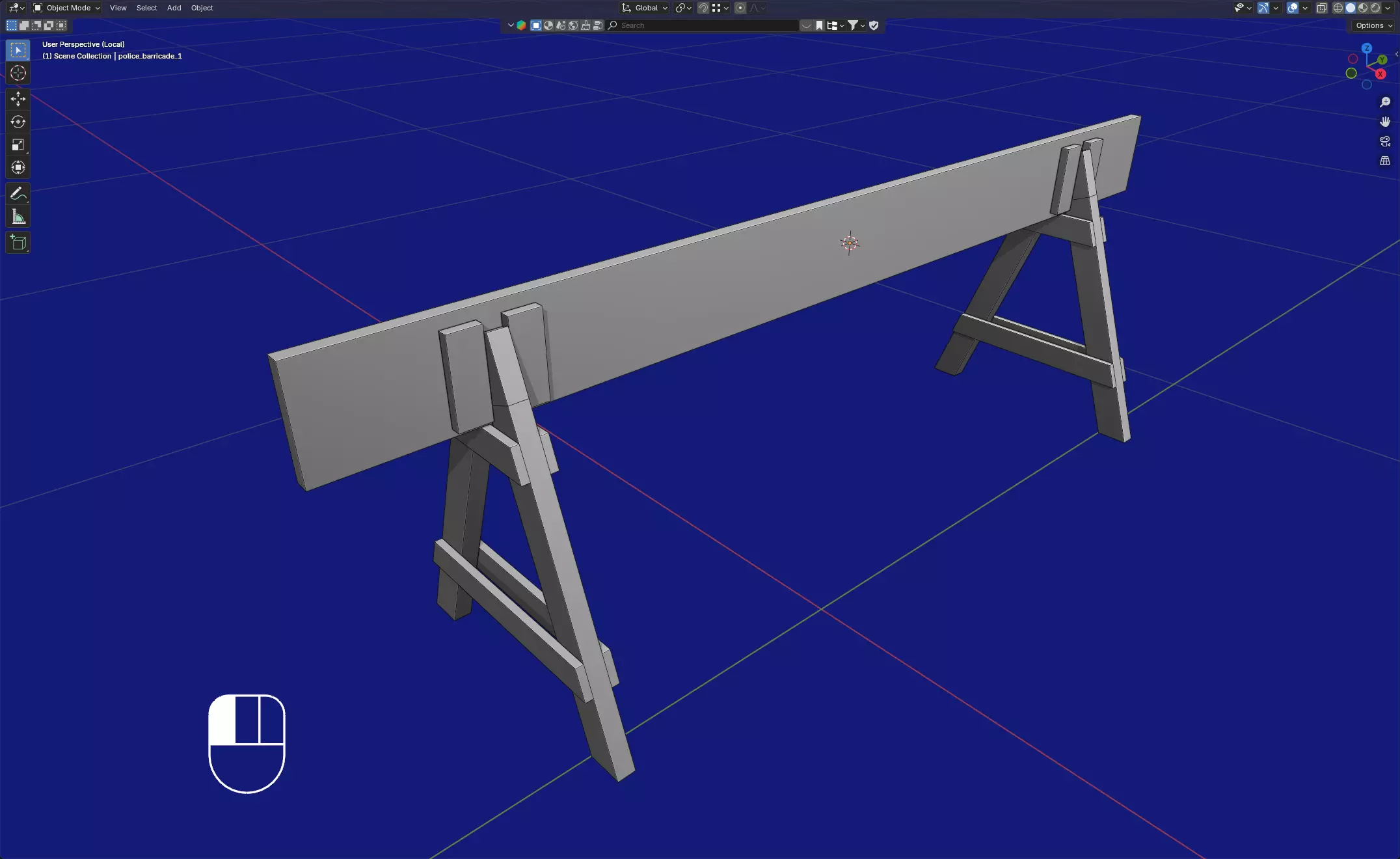 Low Poly Police Barricade Low-poly 3D model_5