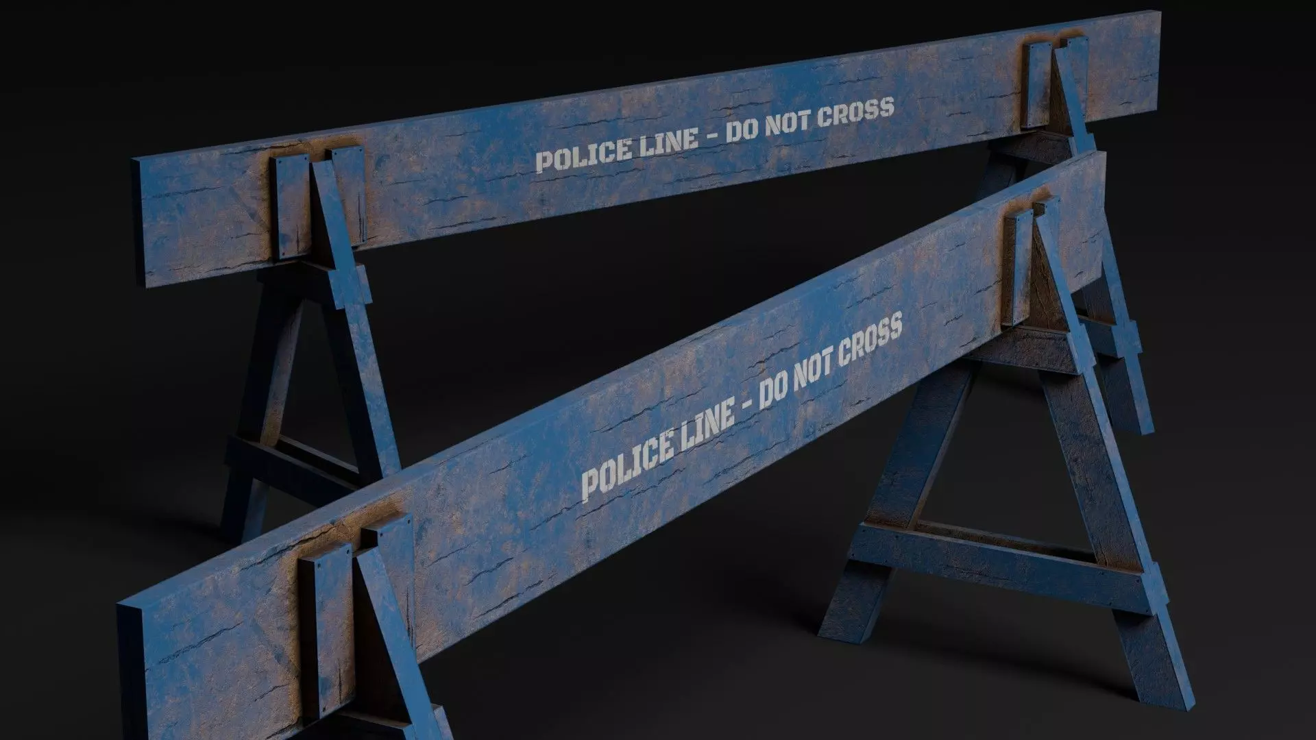 Low Poly Police Barricade Low-poly 3D model_4