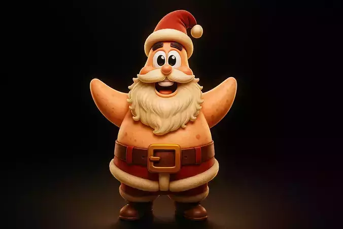 Patrick Star Santa Funny Christmas Patrick Figurine 3D print model