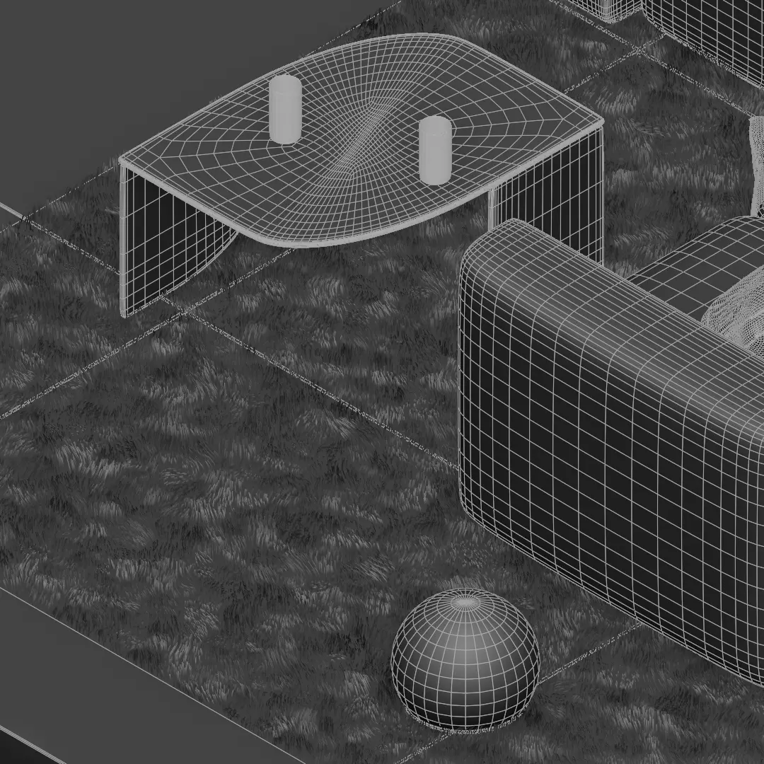 Isometric Hall Interior 3D Model Low-poly 3D model_6