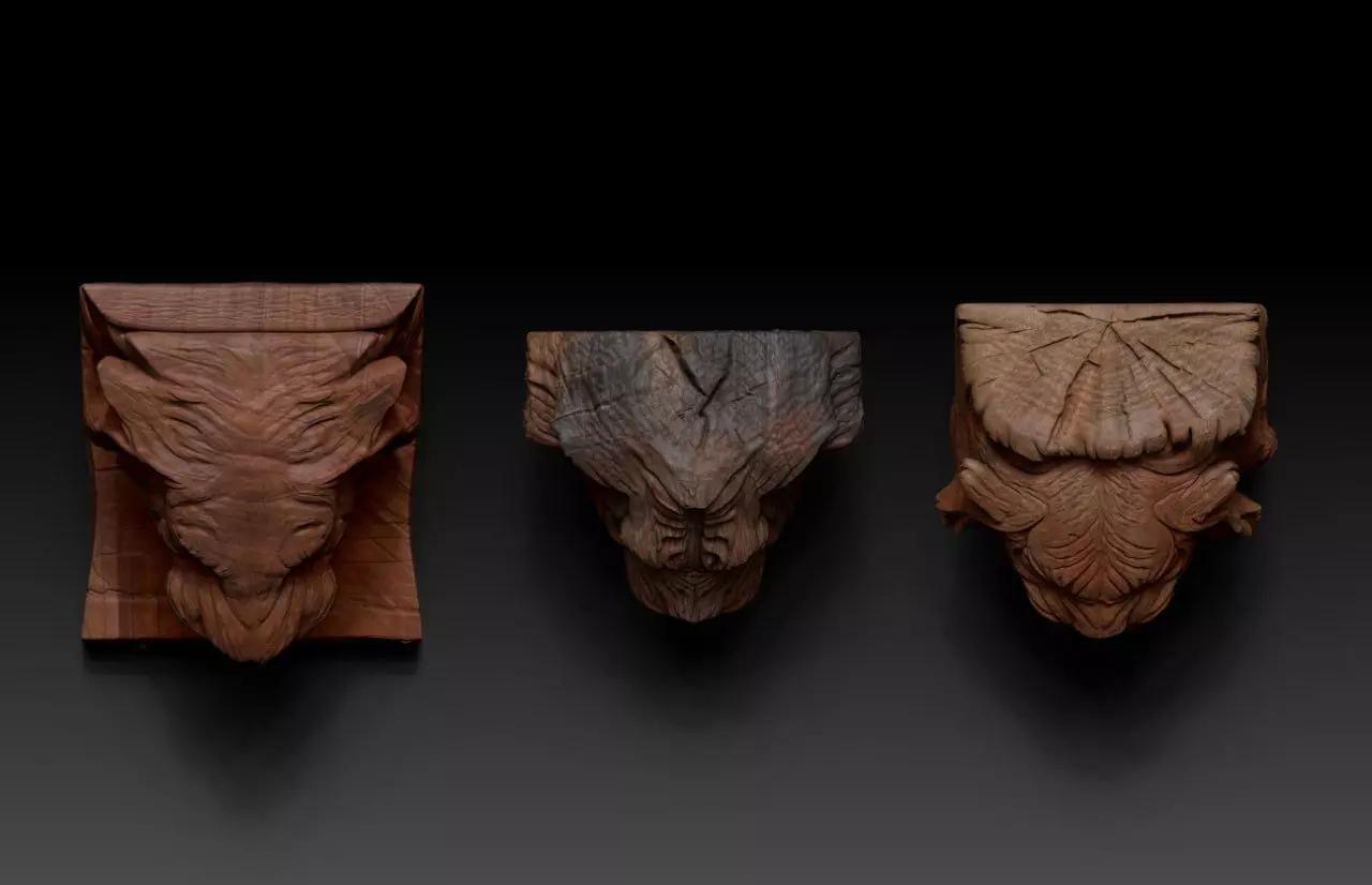  Wood Carving Tiger Statue Pack  M74 3D print model_12