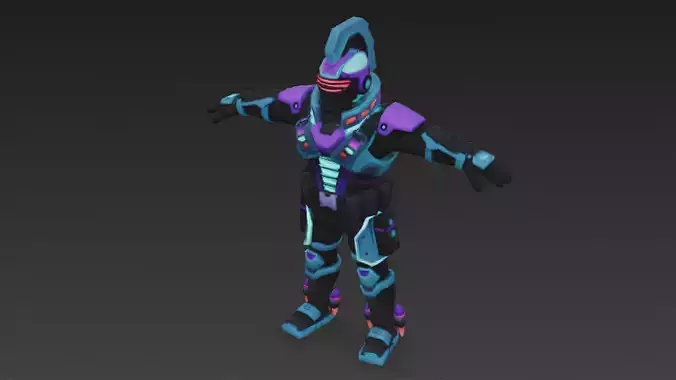 Cartoon Cyberpunk Mercenary 3D Model