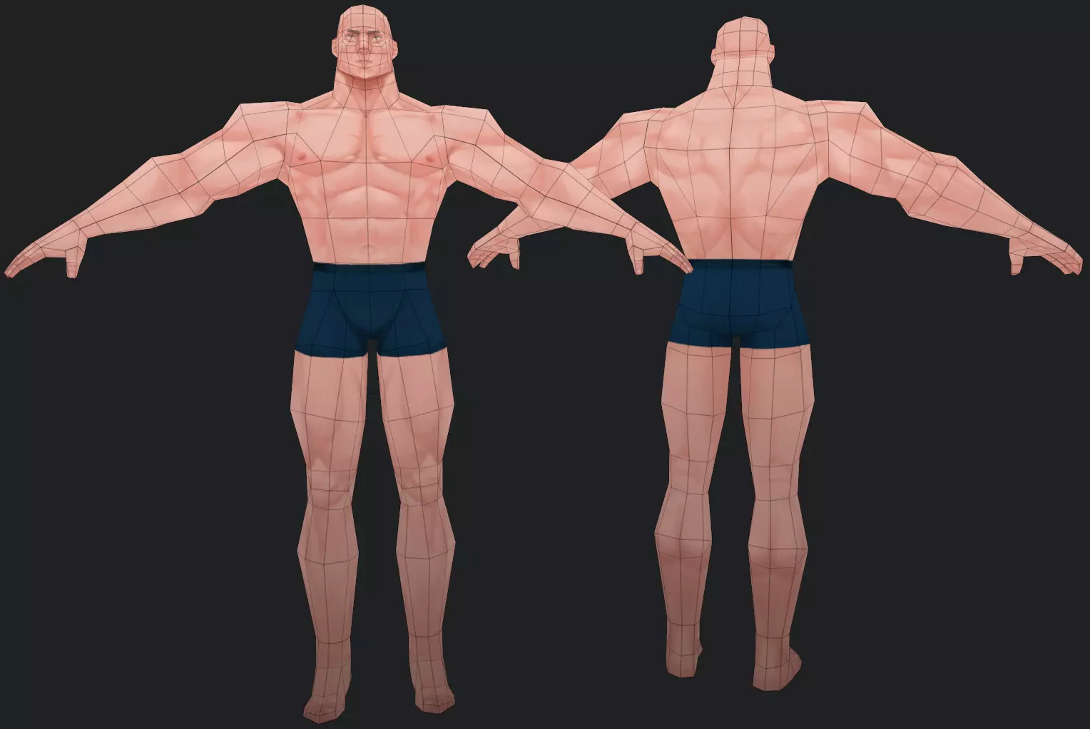 LOW POLY MALE  Low-poly 3D model_3