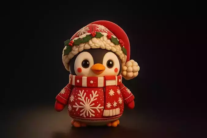 Adorable Christmas Penguin Figurine 3D print model Adorable Christmas Penguin Figurine 3D print model