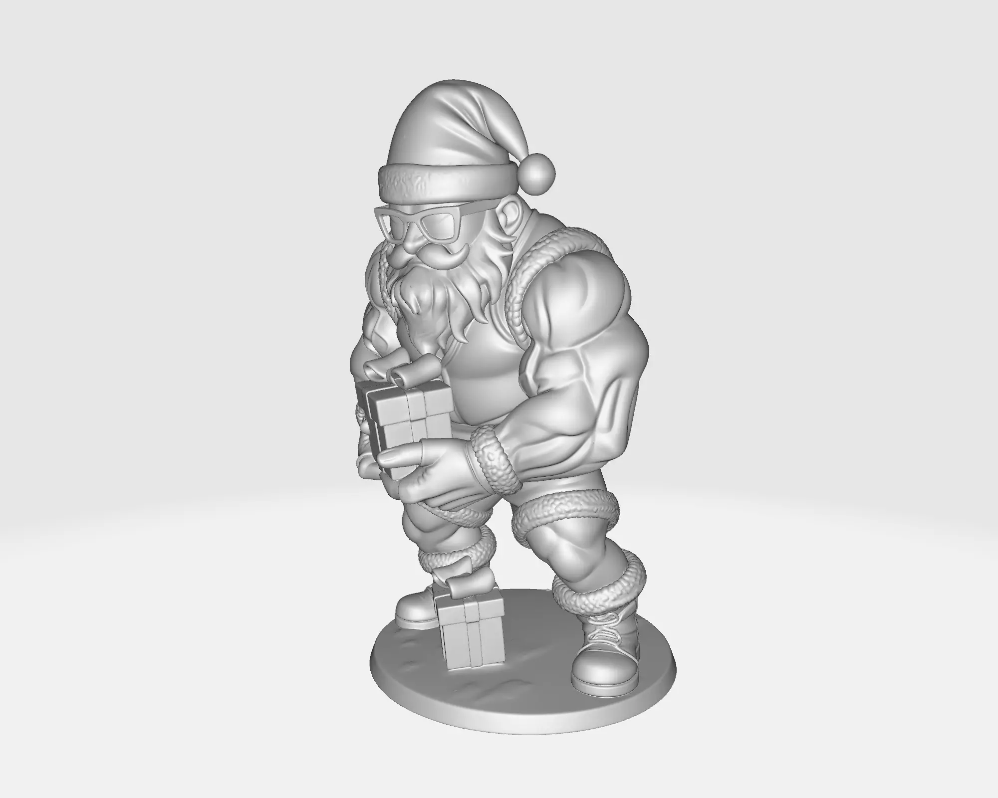 Buff Santa Claus Muscular Santa with Funny Christmas Figurine  3D print model_3