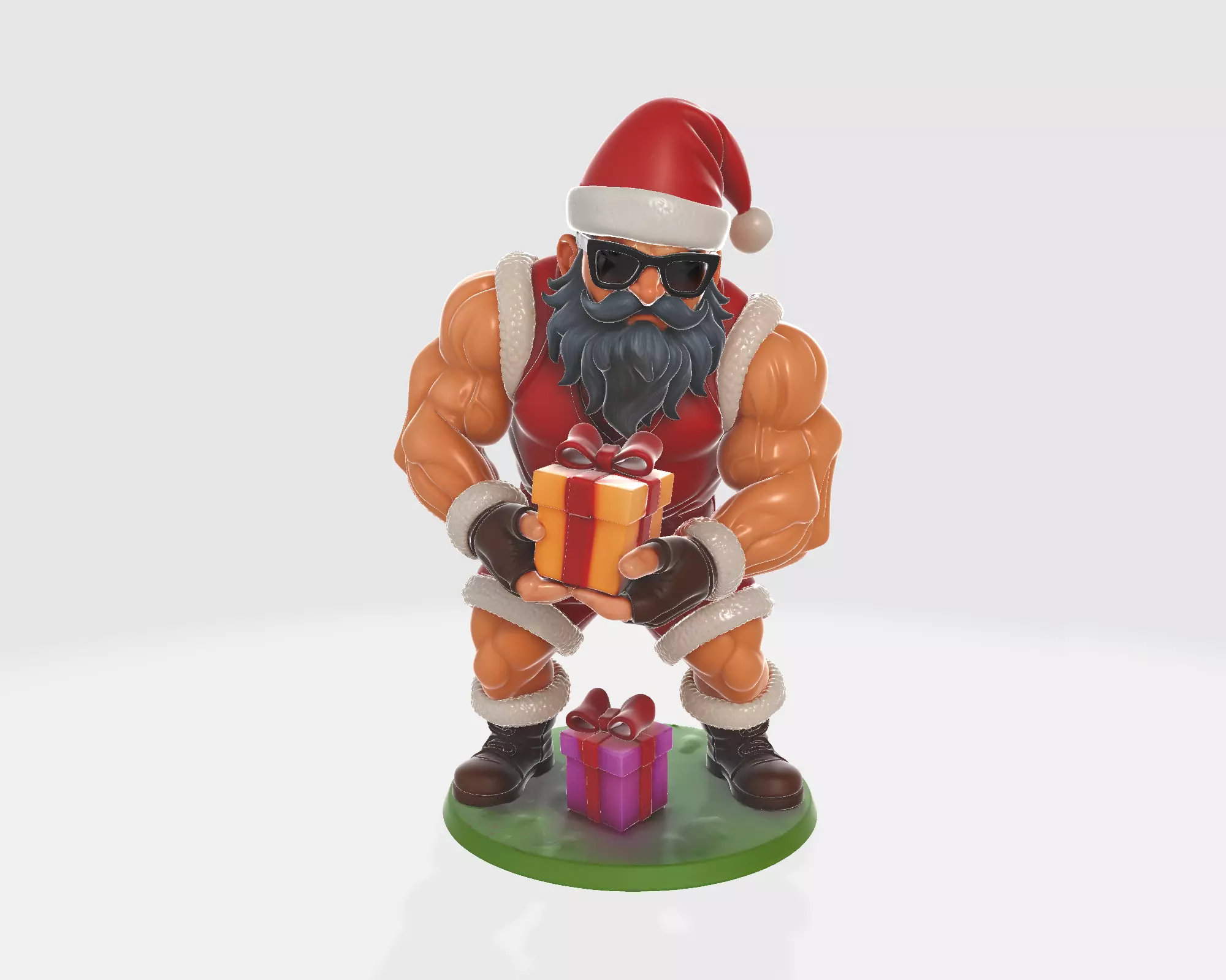 Buff Santa Claus Muscular Santa with Funny Christmas Figurine  3D print model_5