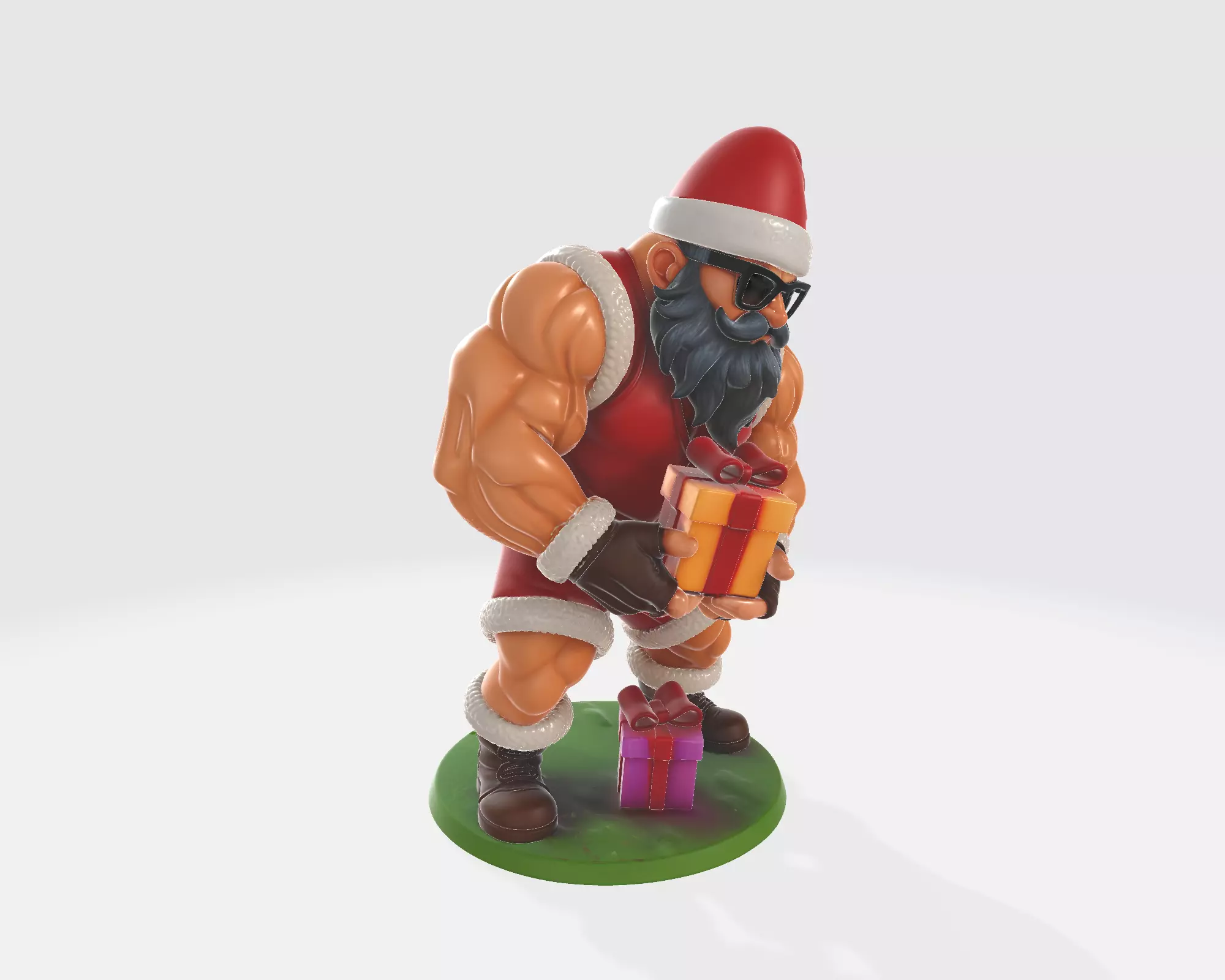 Buff Santa Claus Muscular Santa with Funny Christmas Figurine  3D print model_8