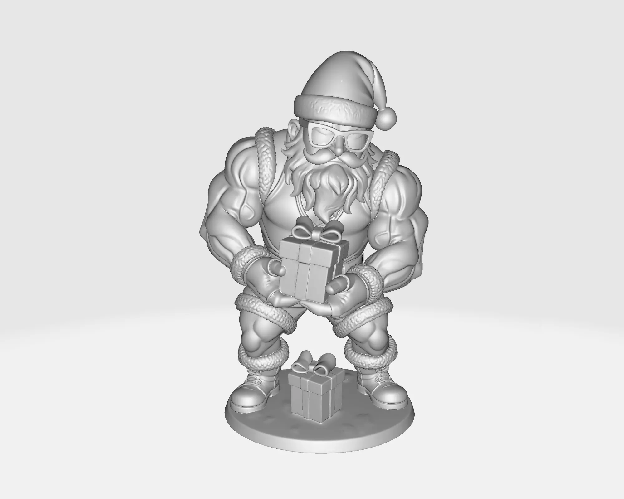 Buff Santa Claus Muscular Santa with Funny Christmas Figurine  3D print model_1