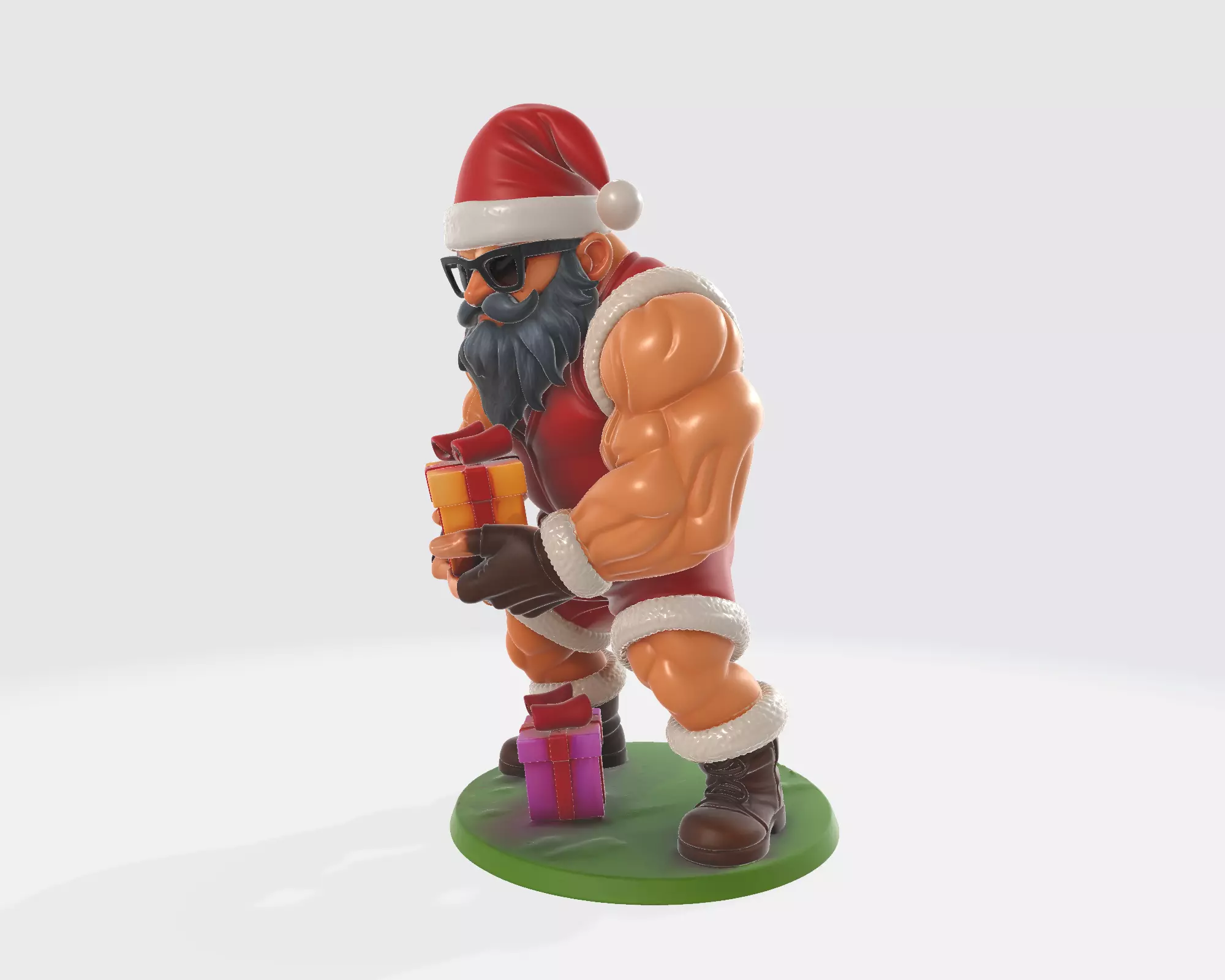 Buff Santa Claus Muscular Santa with Funny Christmas Figurine  3D print model_6