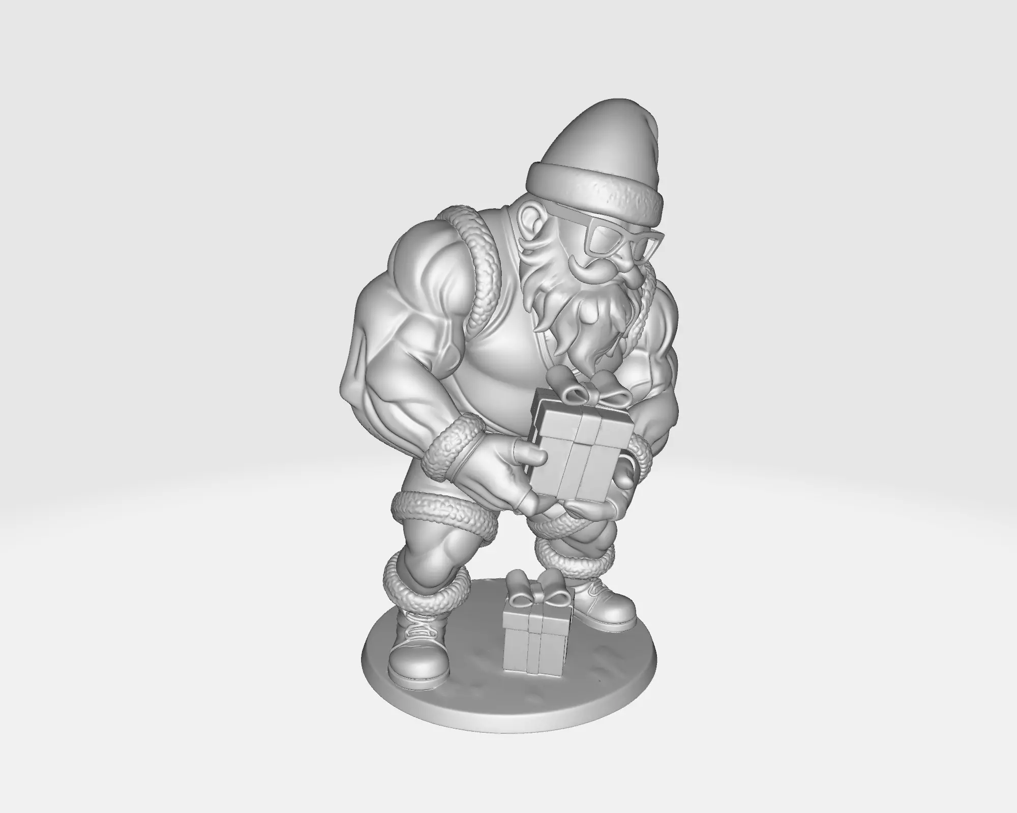 Buff Santa Claus Muscular Santa with Funny Christmas Figurine  3D print model_2