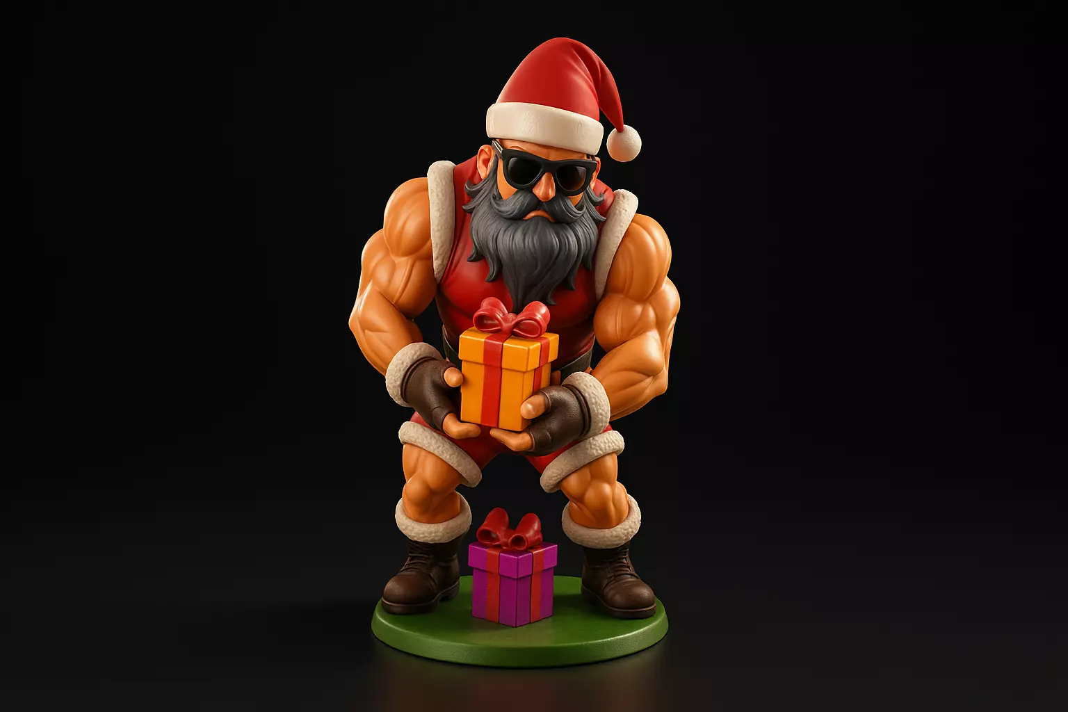 Buff Santa Claus Muscular Santa with Funny Christmas Figurine  3D print model_0