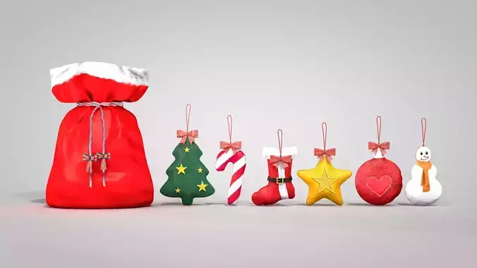 Christmas Felt Decoration Bag 3D Model