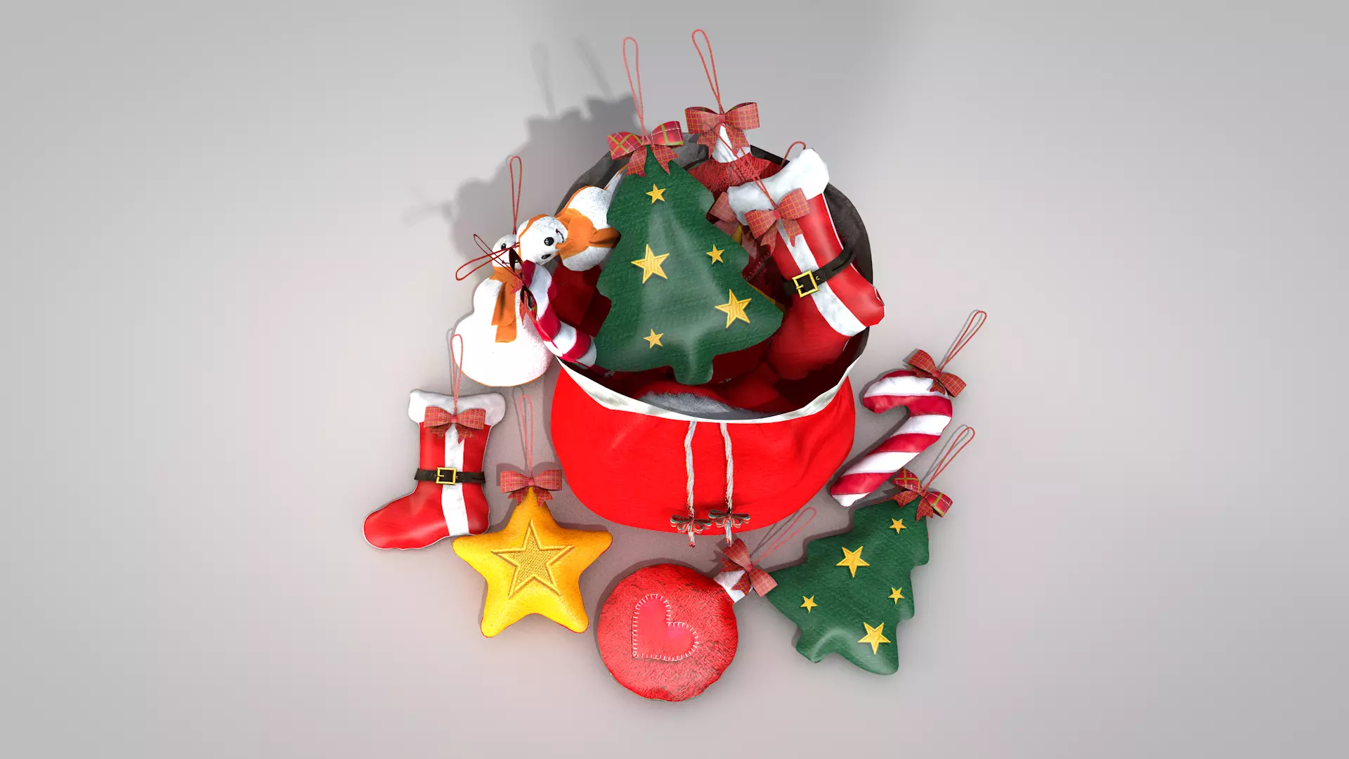 Christmas Felt Decoration Bag 3D Model 3D model_12