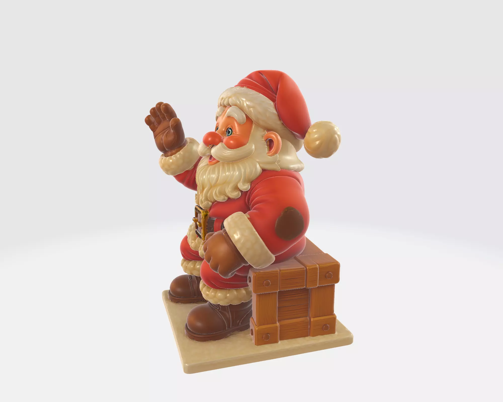 Santa Claus Waving Figurine Christmas Decoration  Holiday  3D print model_6