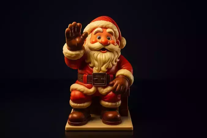 Santa Claus Waving Figurine Christmas Decoration  Holiday  3D print model