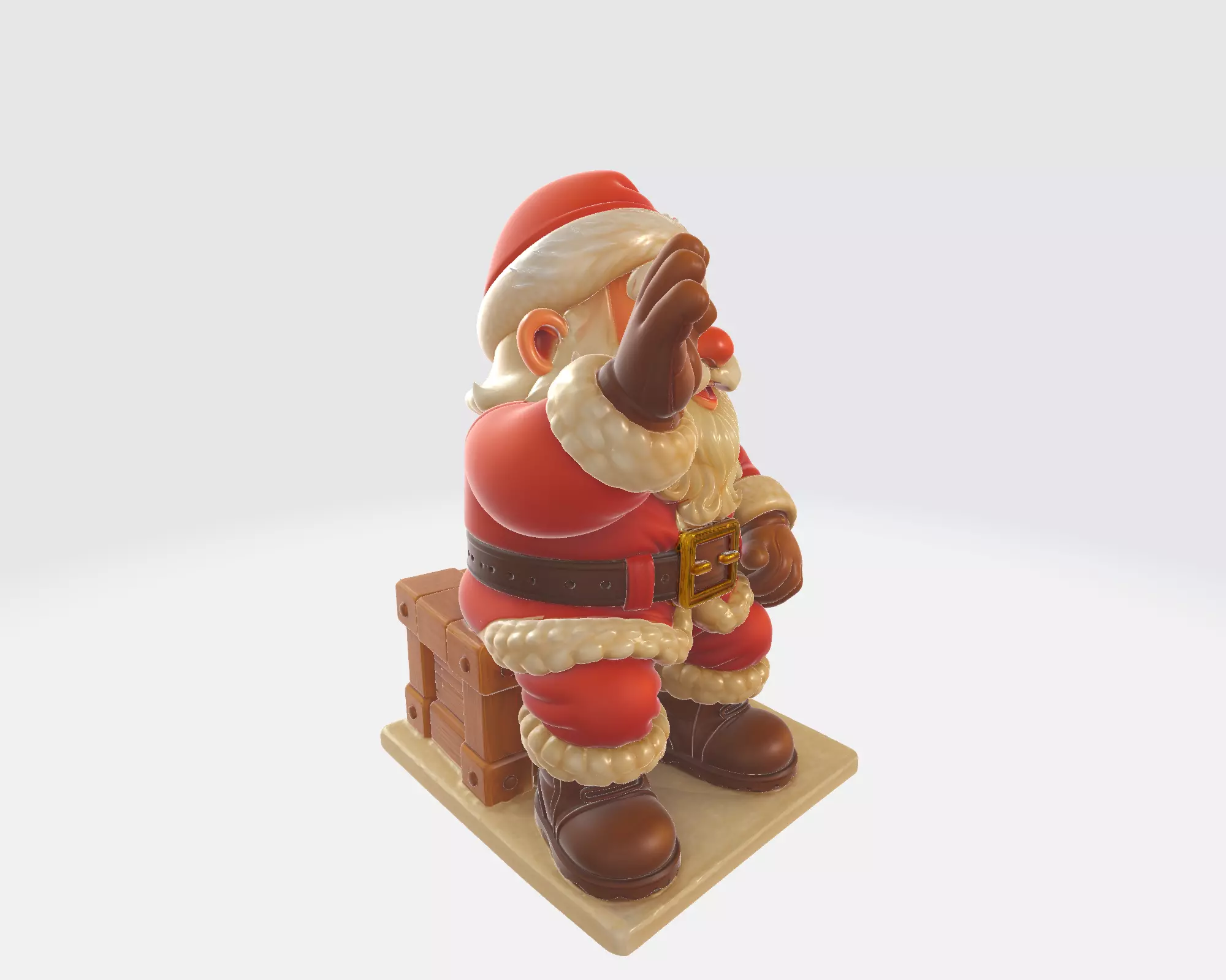 Santa Claus Waving Figurine Christmas Decoration  Holiday  3D print model_8
