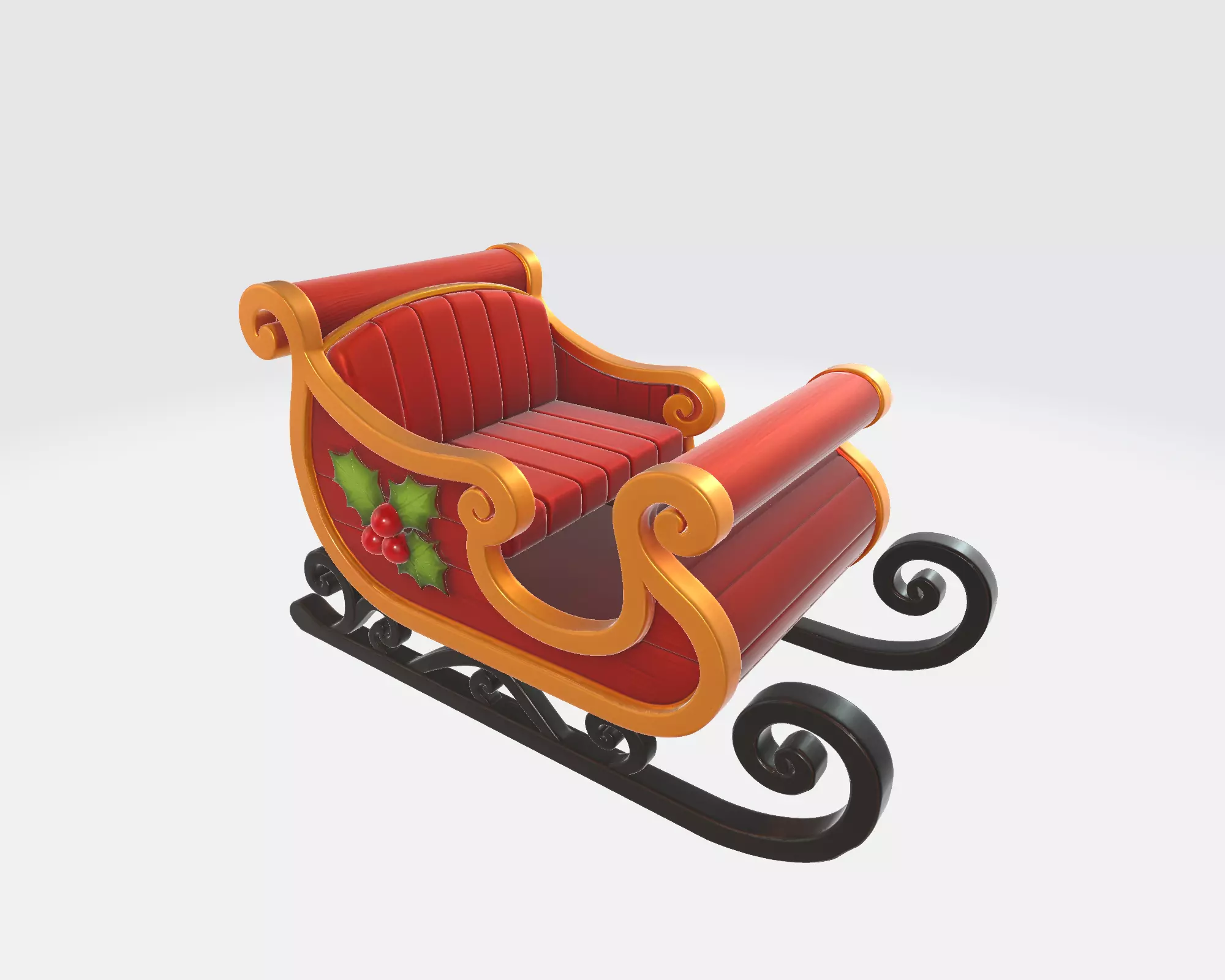 Festive Christmas Sleigh Santa Sleigh Decoration Ornament 3D print model_5