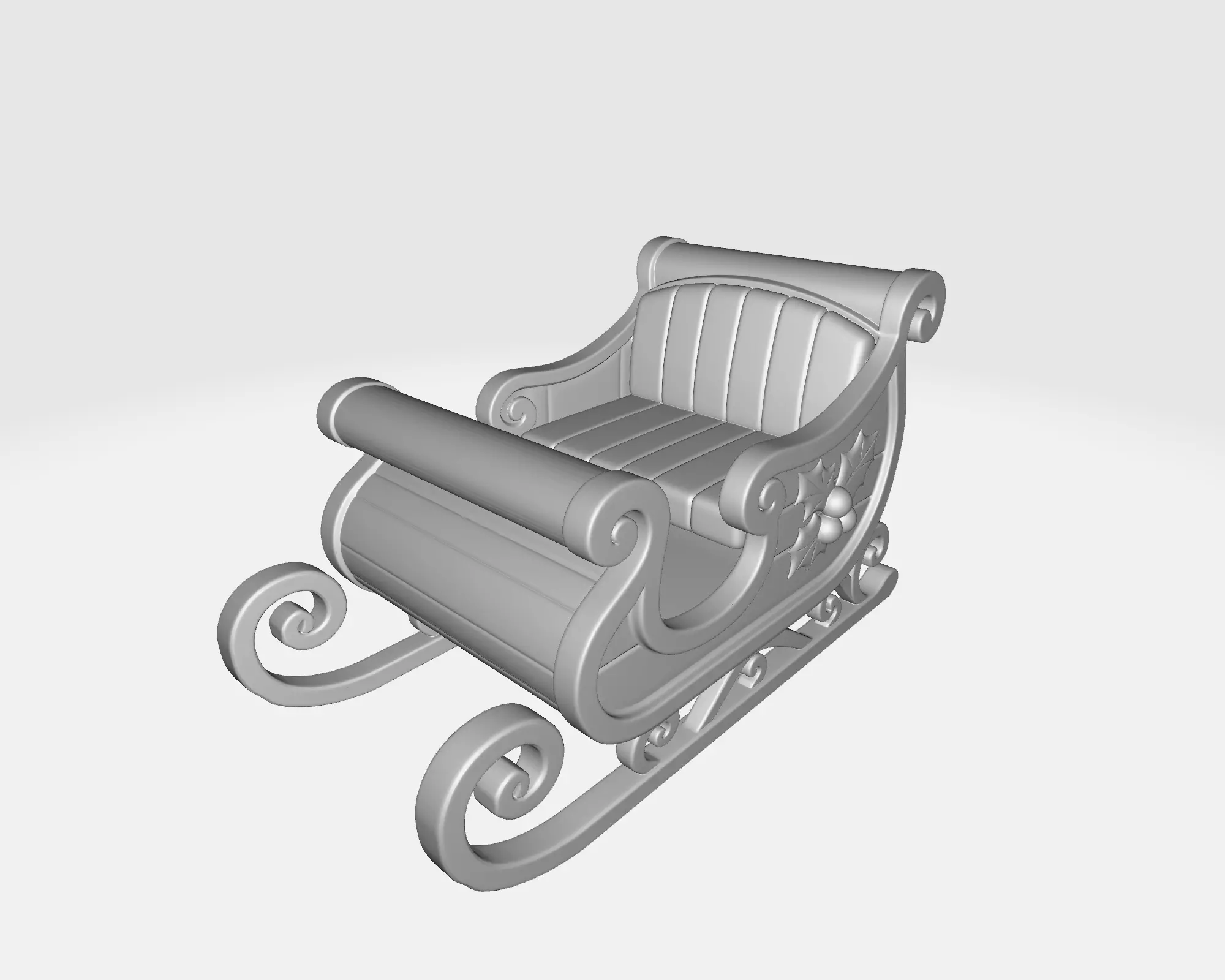 Festive Christmas Sleigh Santa Sleigh Decoration Ornament 3D print model_2