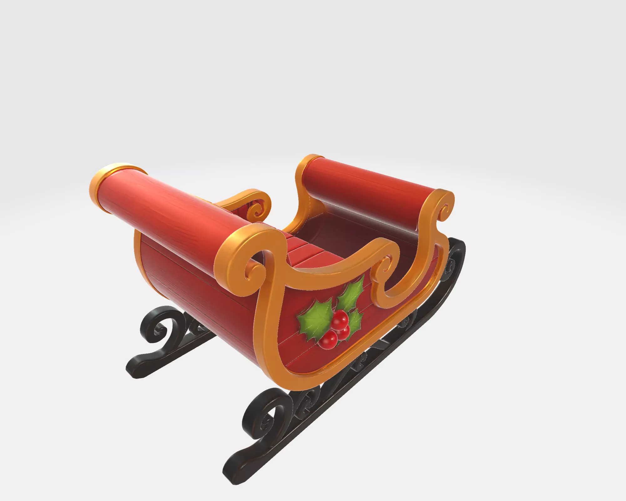 Festive Christmas Sleigh Santa Sleigh Decoration Ornament 3D print model_8