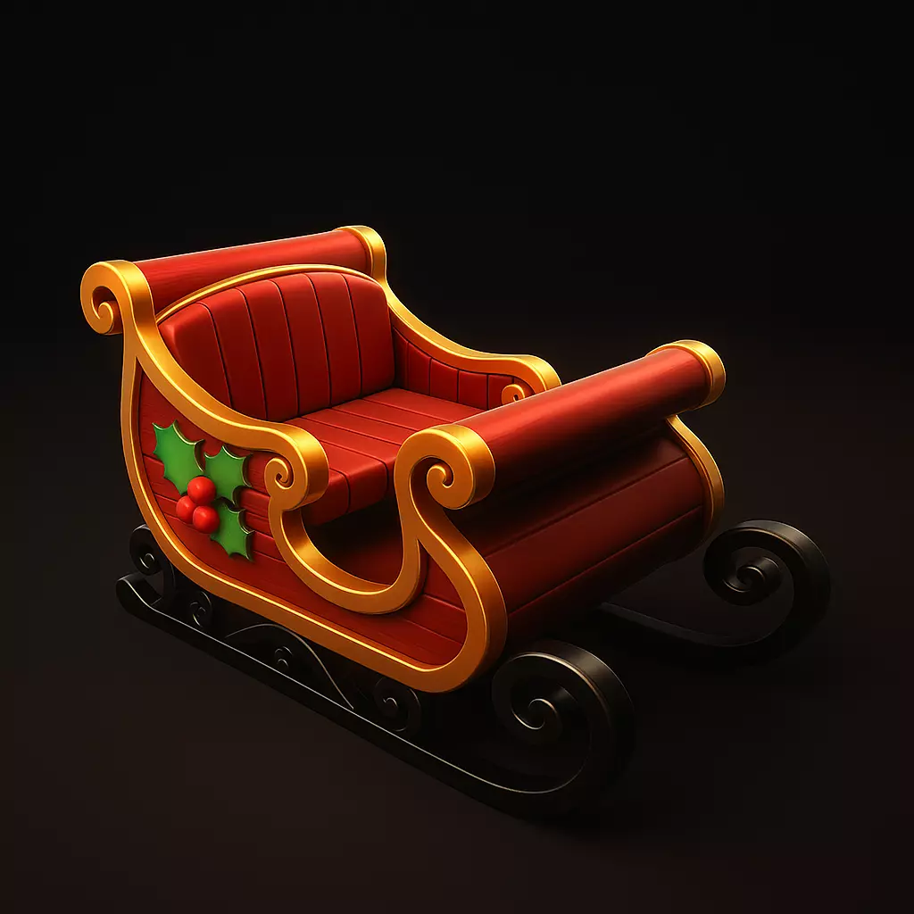 Festive Christmas Sleigh Santa Sleigh Decoration Ornament 3D print model_0