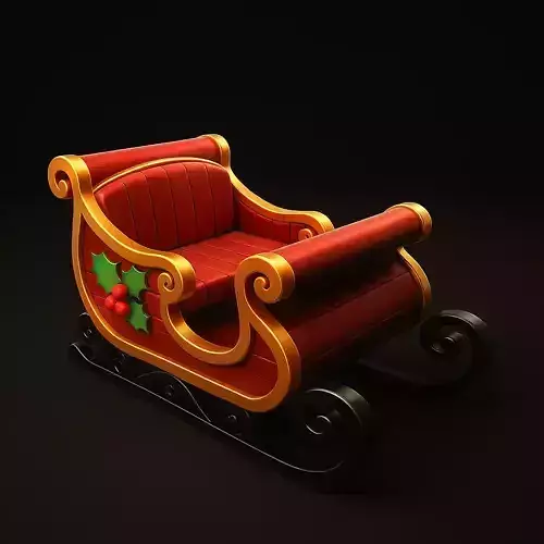 Festive Christmas Sleigh Santa Sleigh Decoration Ornament 3D print model