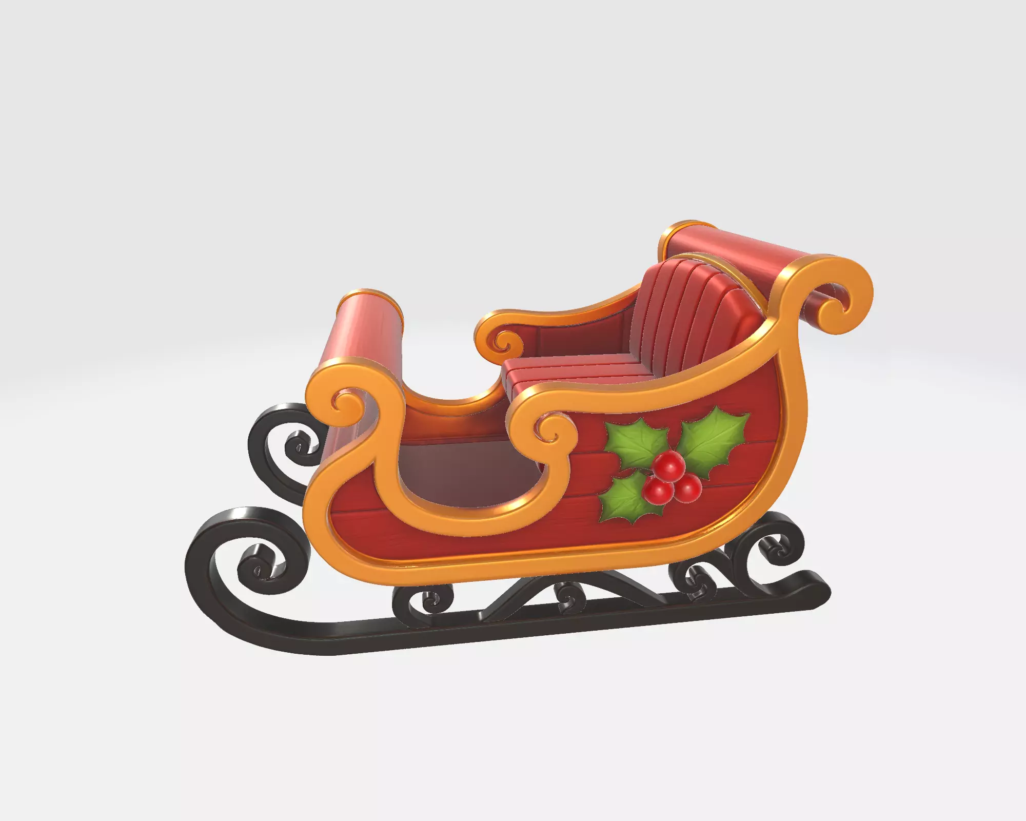 Festive Christmas Sleigh Santa Sleigh Decoration Ornament 3D print model_7