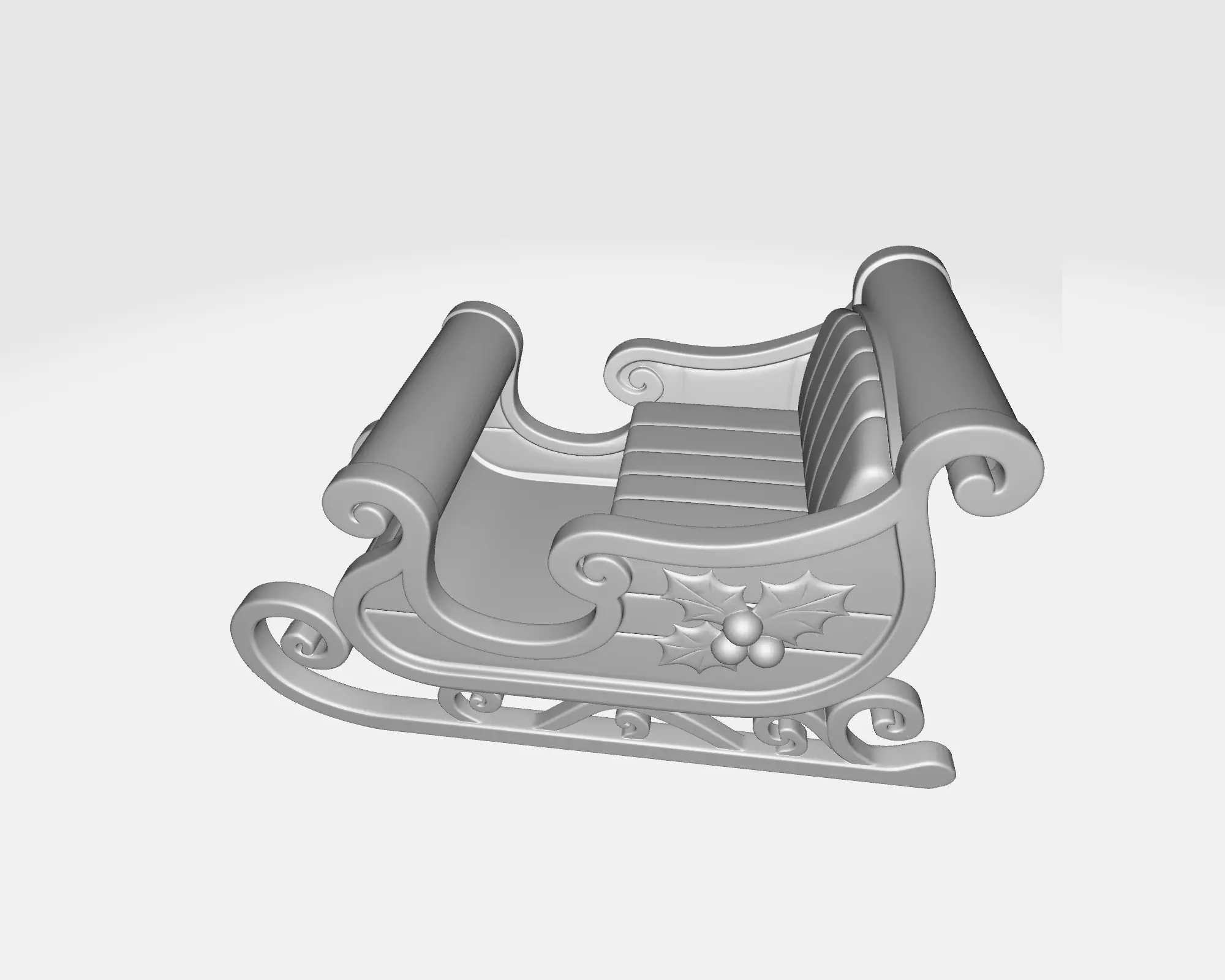 Festive Christmas Sleigh Santa Sleigh Decoration Ornament 3D print model_3