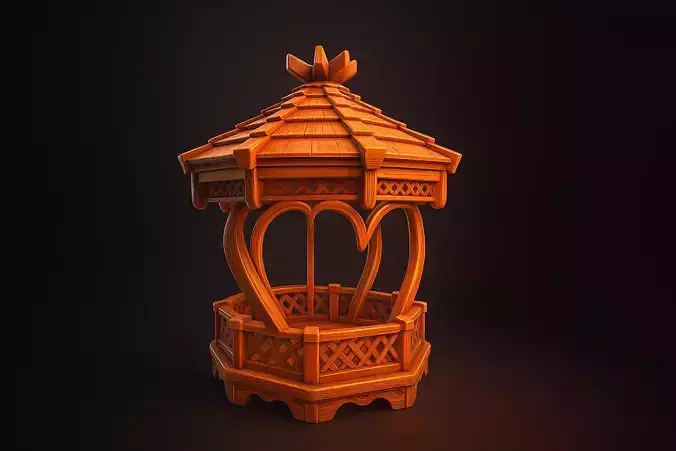 Romantic Heart Gazebo Decorative Mini Pavilion 3D print model