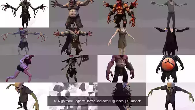 13 Nightmare Legionv Horror Character Figurines  3D Model Collection
