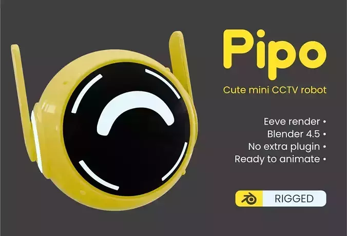 Pipo - Cute mini CCTV robot rigged