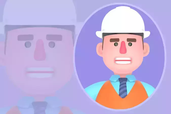 Stylized 3D Male Architect with Blueprint - Cartoon Character