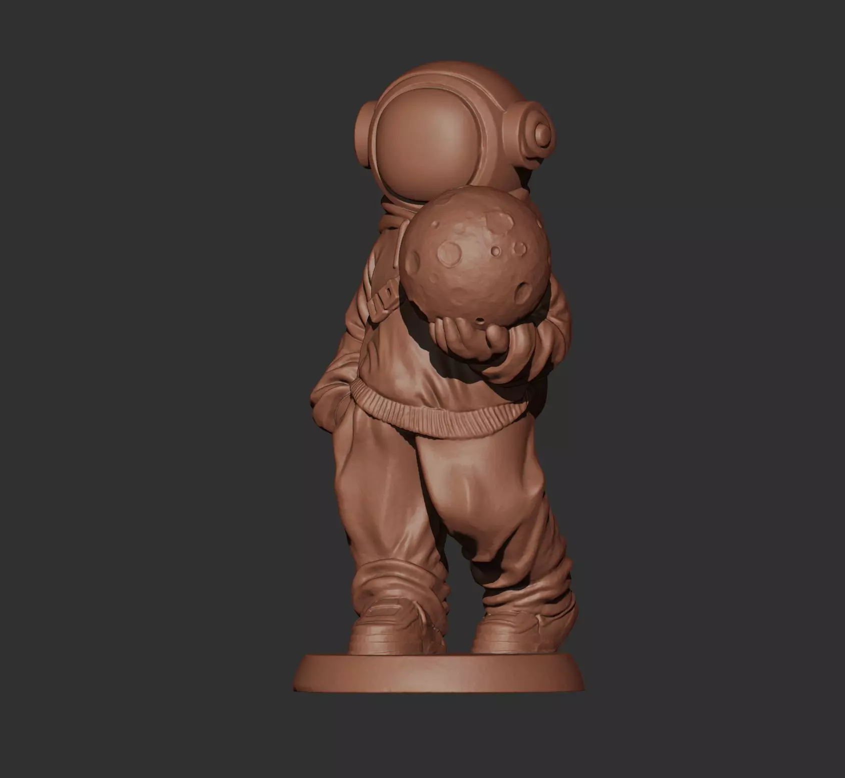 Astronaut Holding the Moon Sculpture Printable 3D print model_3