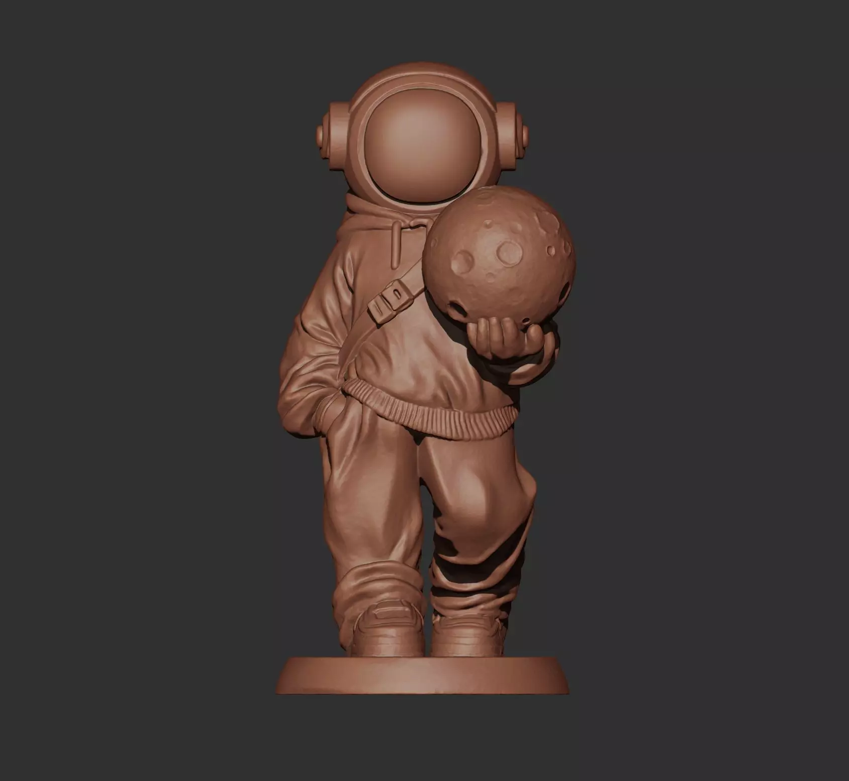 Astronaut Holding the Moon Sculpture Printable 3D print model_1