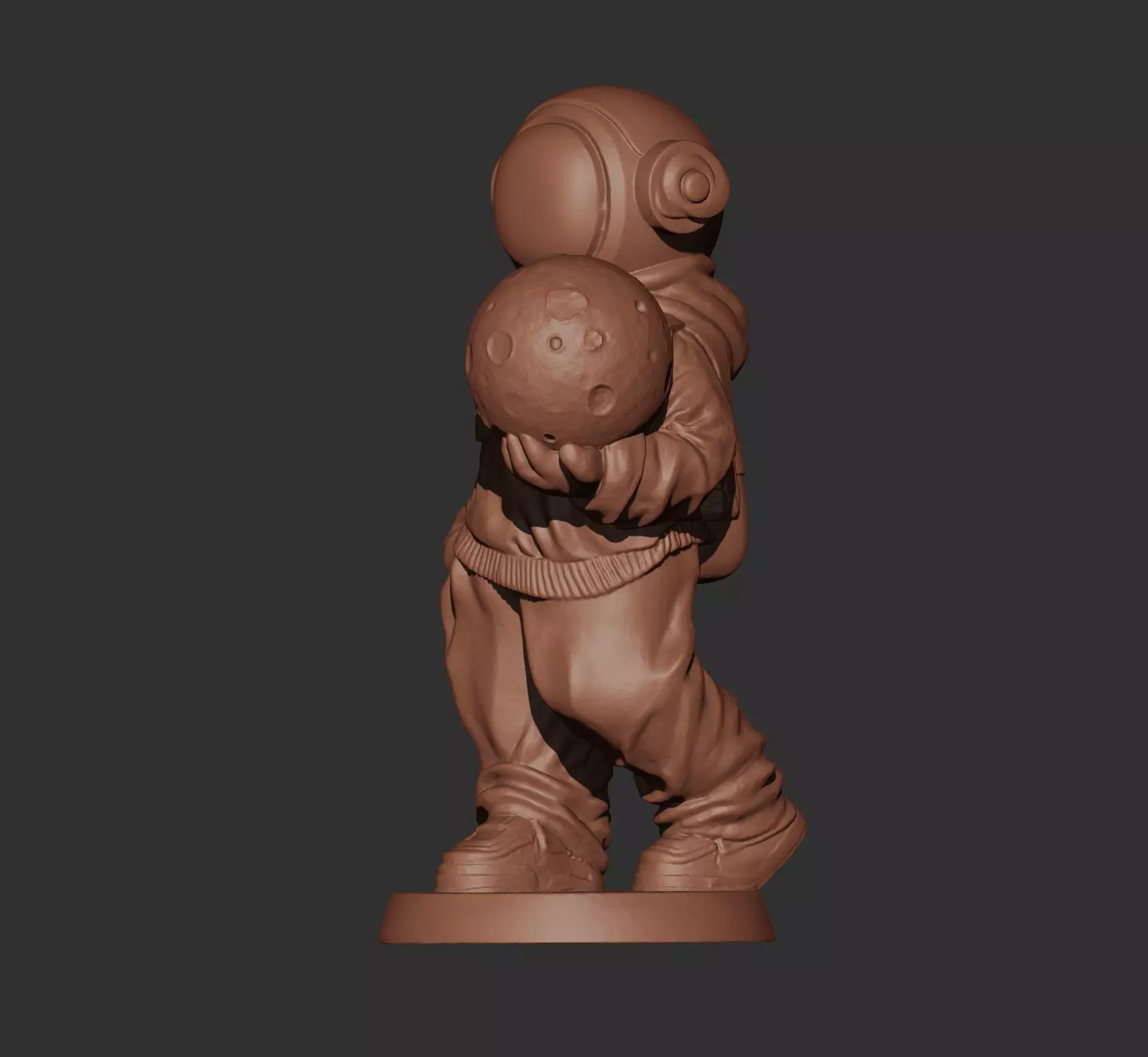 Astronaut Holding the Moon Sculpture Printable 3D print model_4