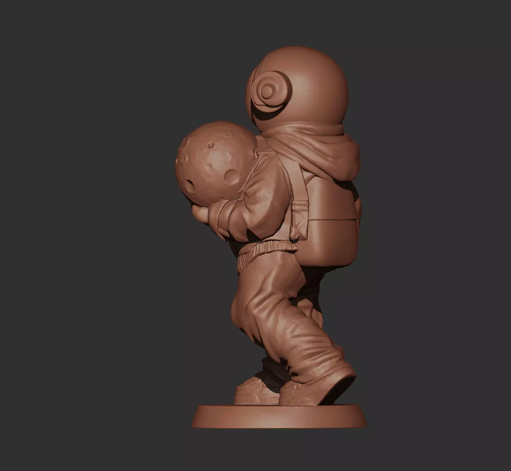 Astronaut Holding the Moon Sculpture Printable 3D print model_5