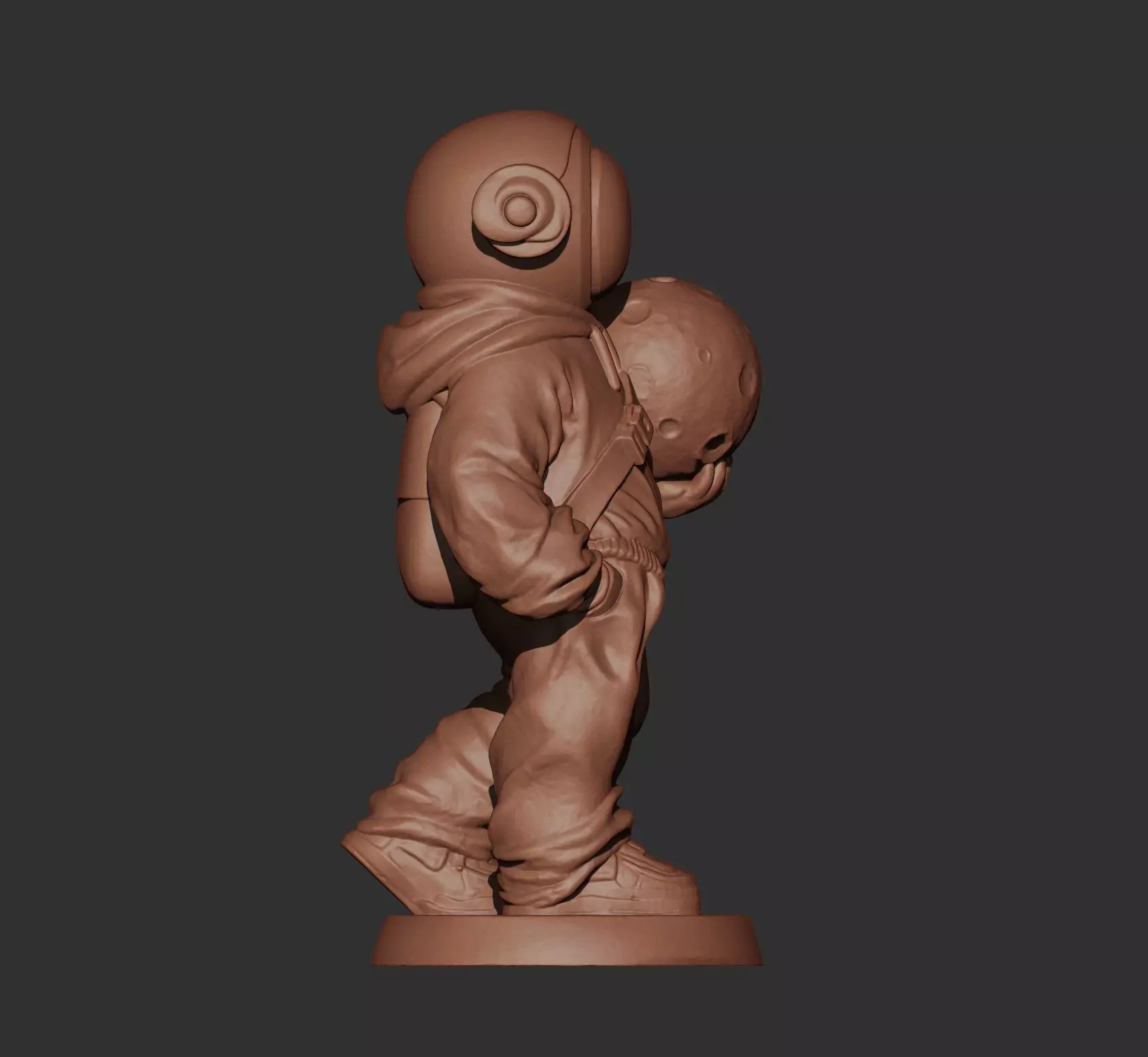 Astronaut Holding the Moon Sculpture Printable 3D print model_2