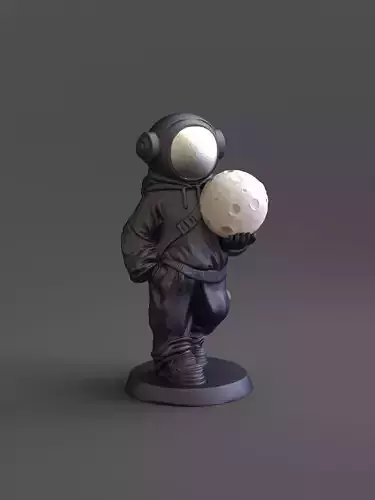 Astronaut Holding the Moon Sculpture Printable