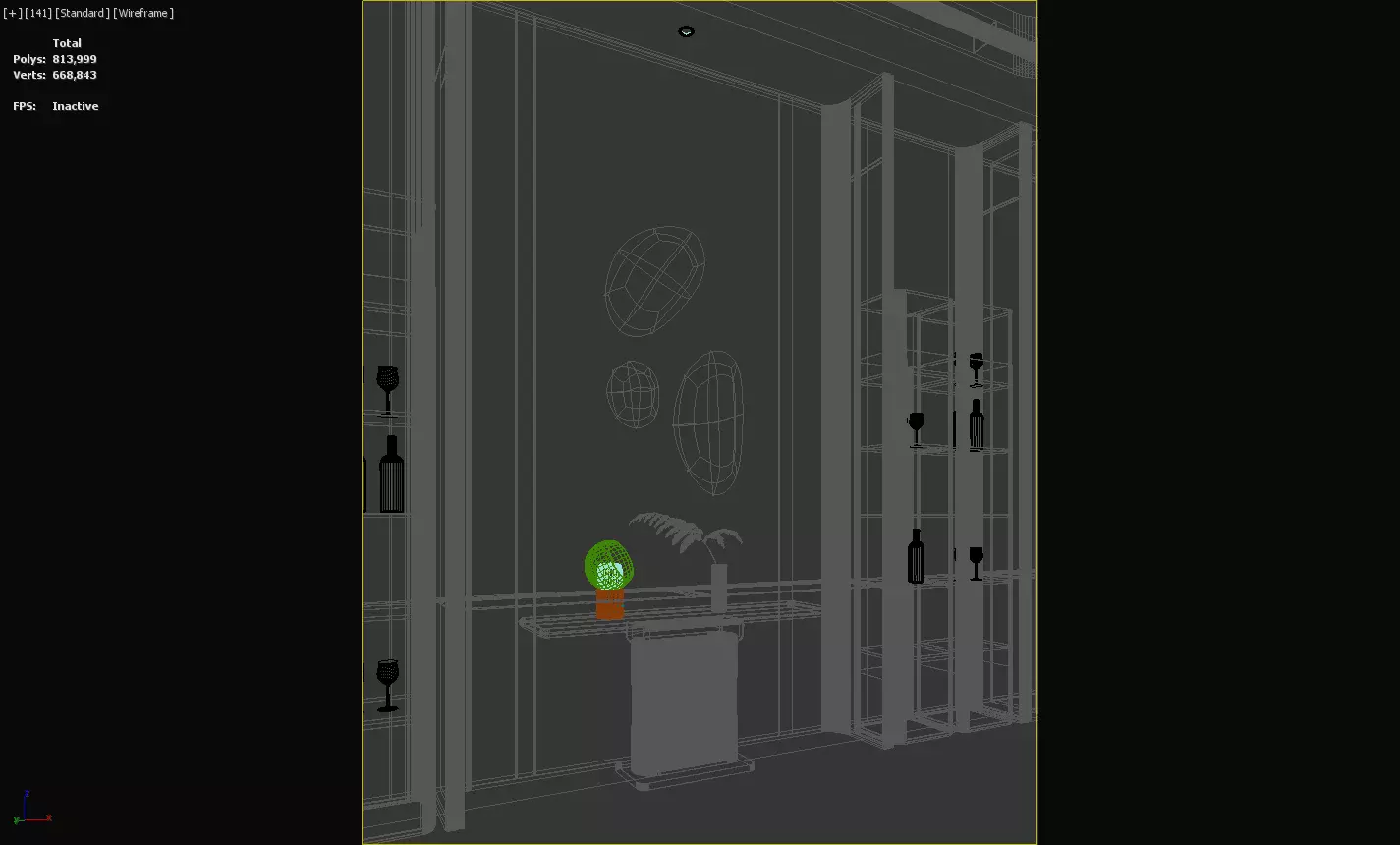 Luxury Foyer with Irregular Mirrors and Marble Console Table 3D model_3