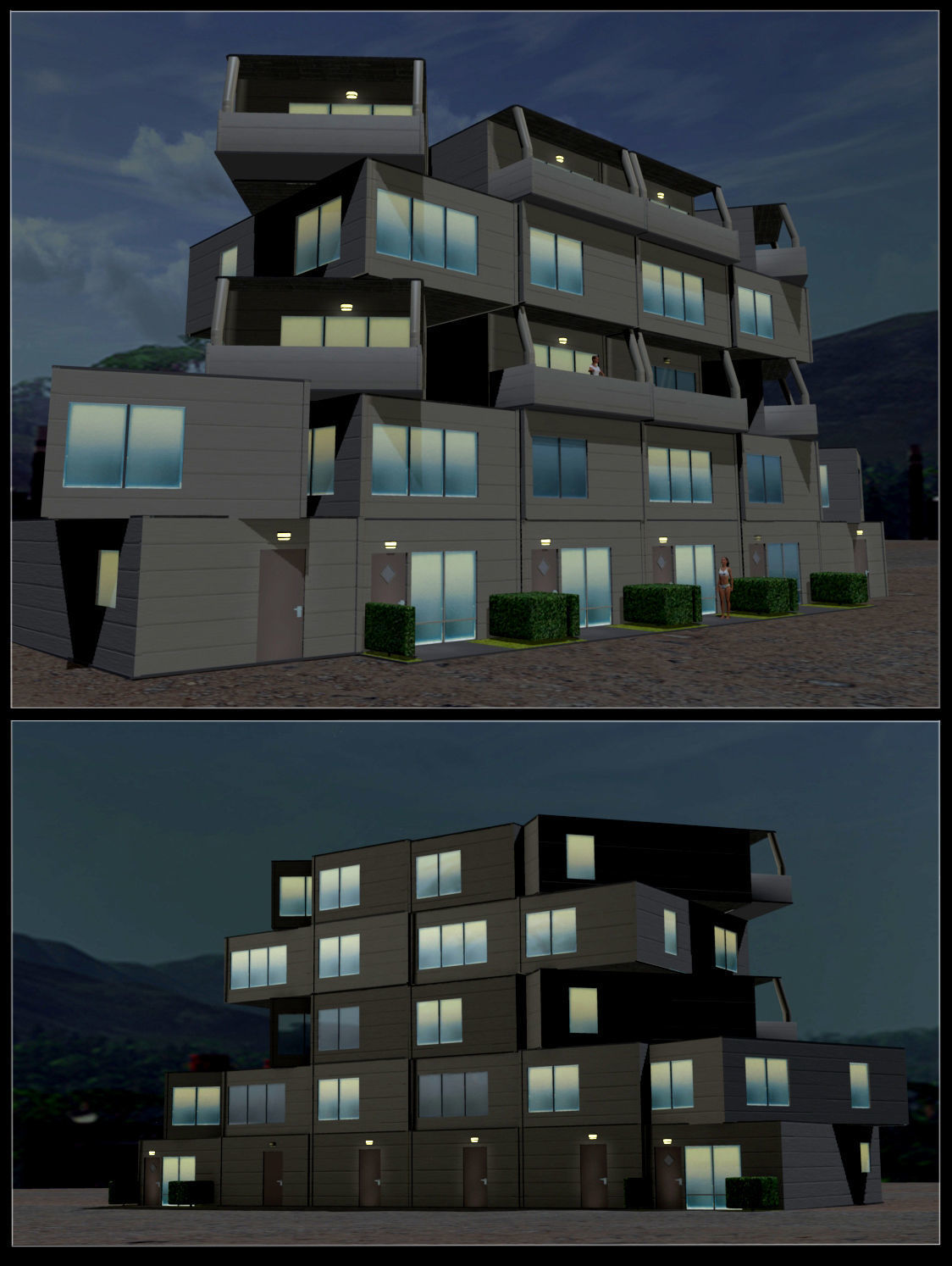 Modular House Low-poly 3D model_3