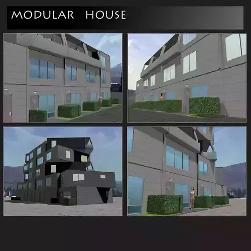 Modular House Low-poly 3D model